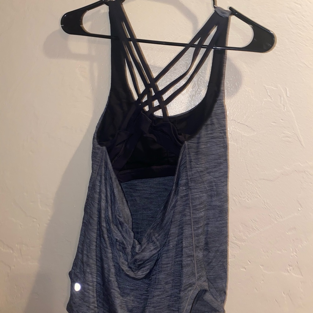 Grey/black lululemon wild tank top with bra
